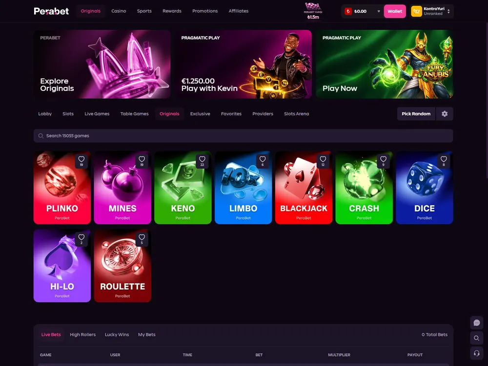Ayrı oyun adları olan Originals naviqasiyası