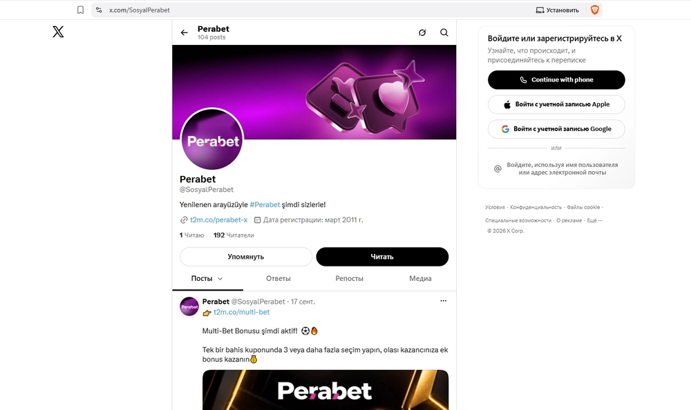 SosyalPerabet ünvanlı X profili