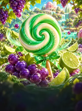 PeraBet Bonanza: yaşıl spiral konfet, üzüm və laym