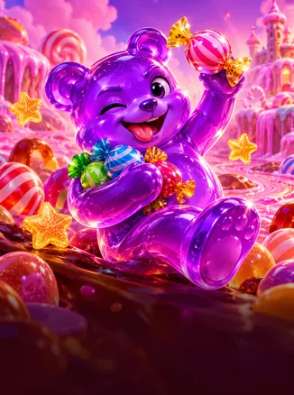 Sugar Rush Super Scatter: şirniyyatlı bənövşəyi jele ayı